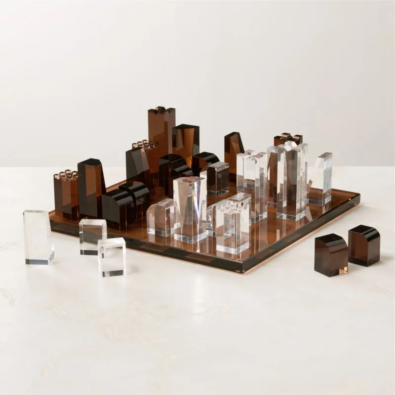 Brown Acrylic Display Chess Set