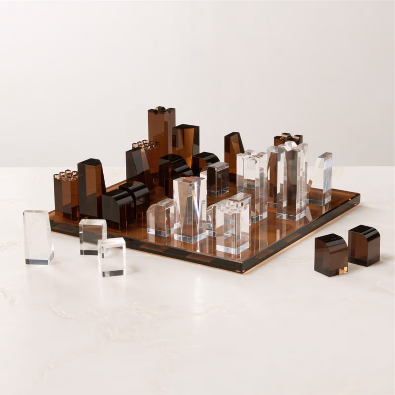 Brown Acrylic Display Chess Set