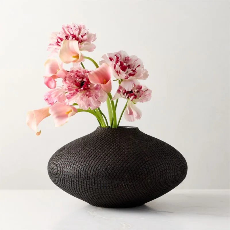 Textured Black Terracotta Artisan Vase