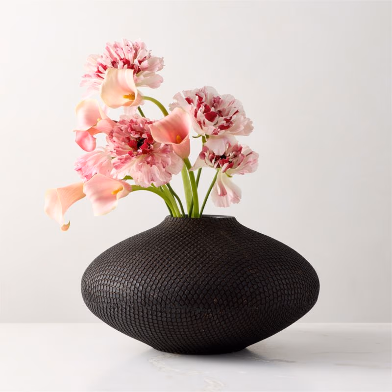 Textured Black Terracotta Artisan Vase