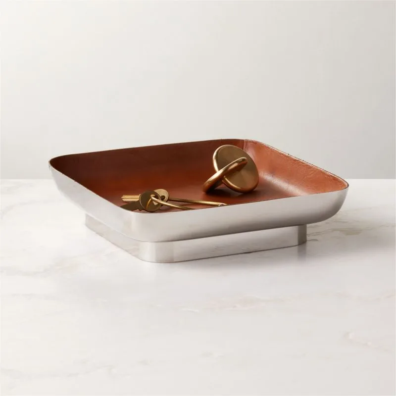 Steel and Leather Decorative Tray