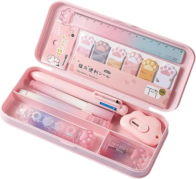 Cute Cat Paw Pink Stationery Set