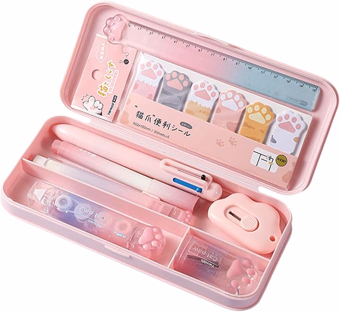 Cute Cat Paw Pink Stationery Set