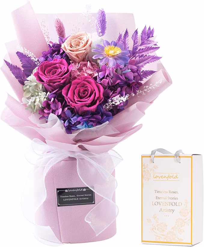 Preserved Purple Rose Bouquet