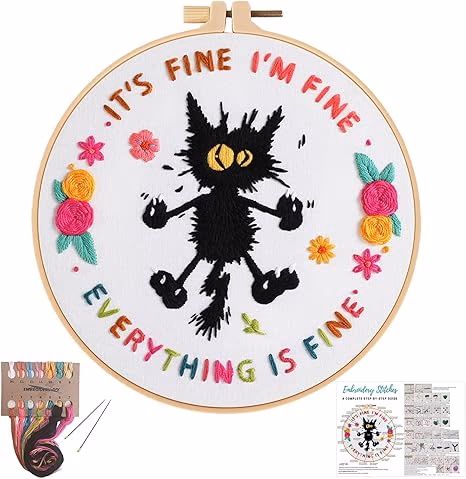 Cute Cat Embroidery Kit
