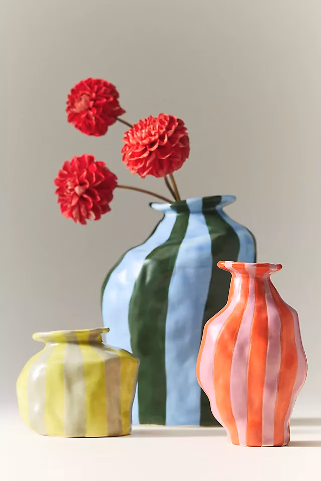 Maya Eline Leroy Striped Ceramic Vase