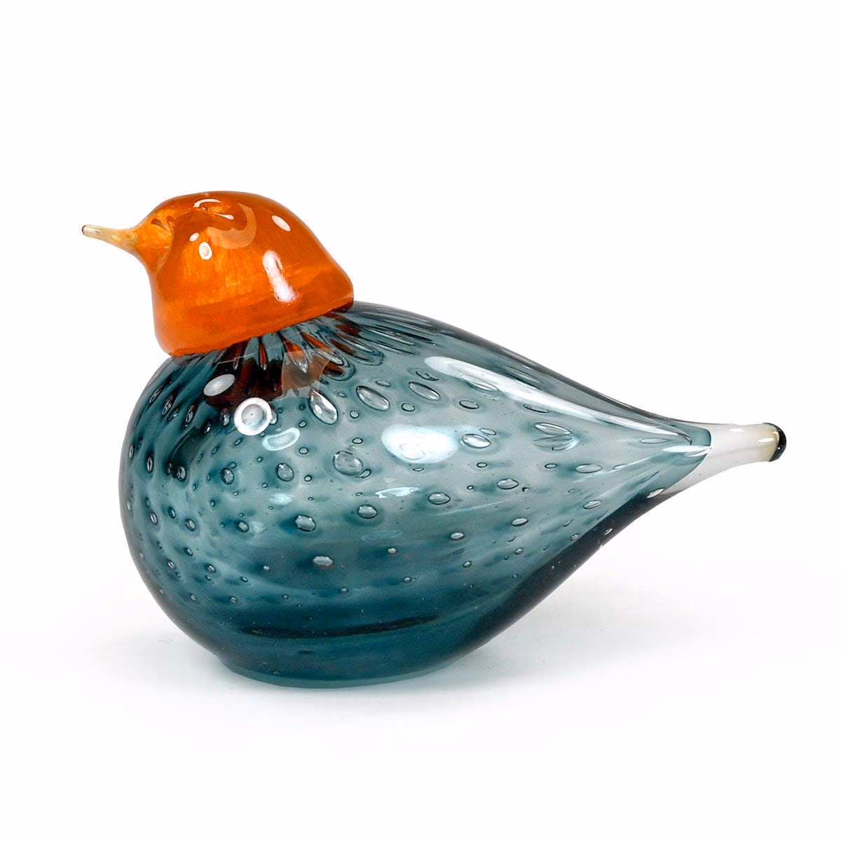 Blu Orange Thrush Glass Bird
