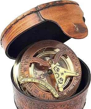 Antique Brass and Copper Sundial Compass
