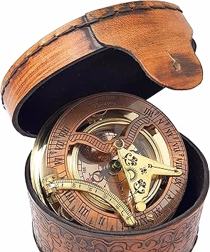 Antique Brass and Copper Sundial Compass