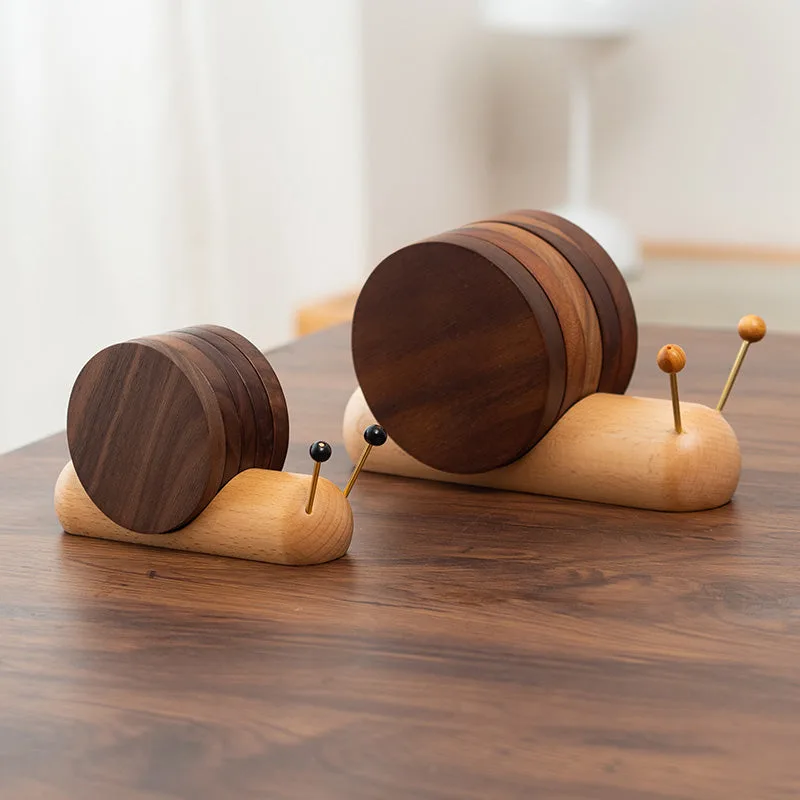 Snail Solid Wood Coasters