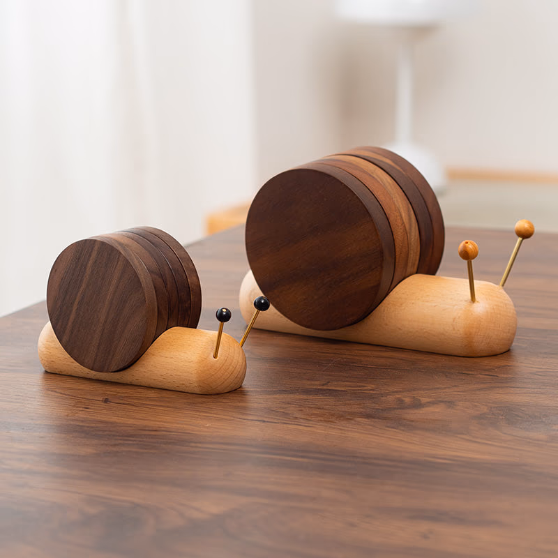 Snail Solid Wood Coasters