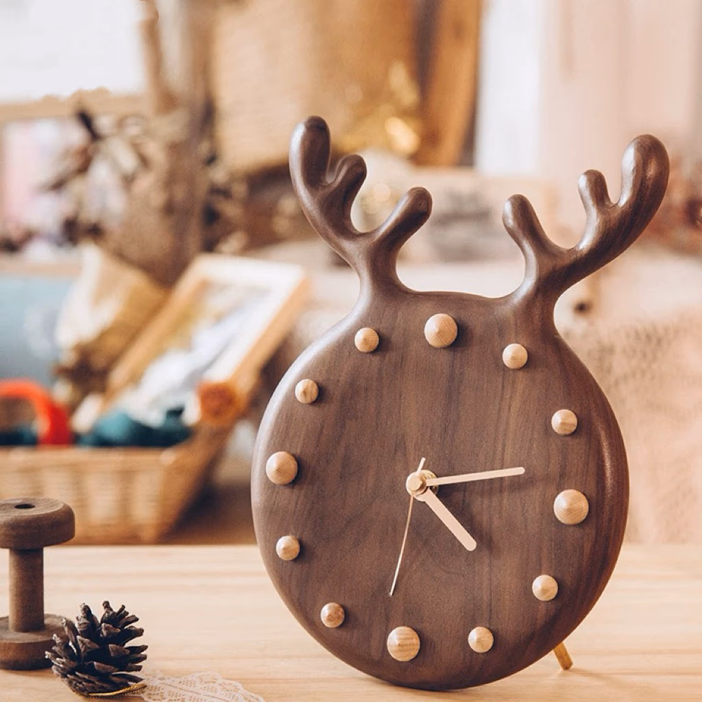Milo Antler Walnut Wall Clock