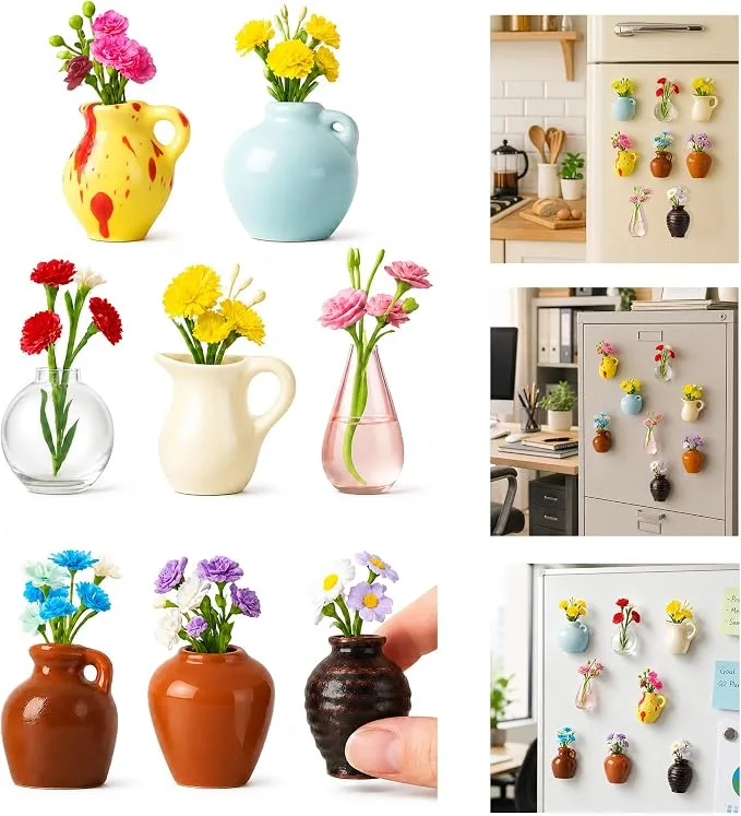 Mini Ceramic Vase Magnets